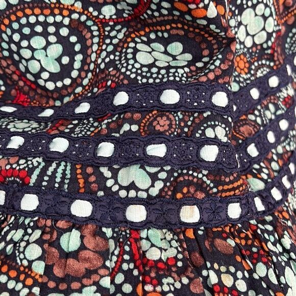 Free People Boho Lined Tank Dress Blue with circle pattern Sz 8 - Picture 3 of 16